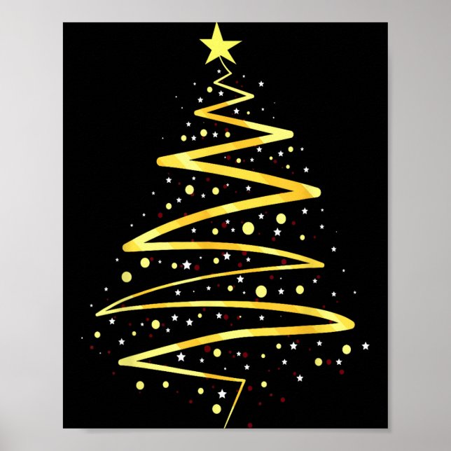 Poster Conception d'arbre de Noël de couleur or (Devant)