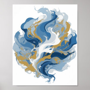 Poster Conception d'art abstrait argenté frais v3