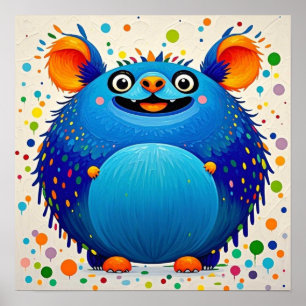 Poster Conception d'art animalier abstrait expressif colo