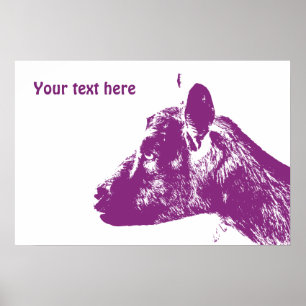 Poster Conception d'art pop amateur de chèvre violette pe