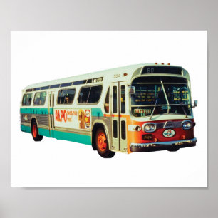 POSTER CONCEPTION D'AUTOBUS DE TRANSIT À C.A. RÉTRO