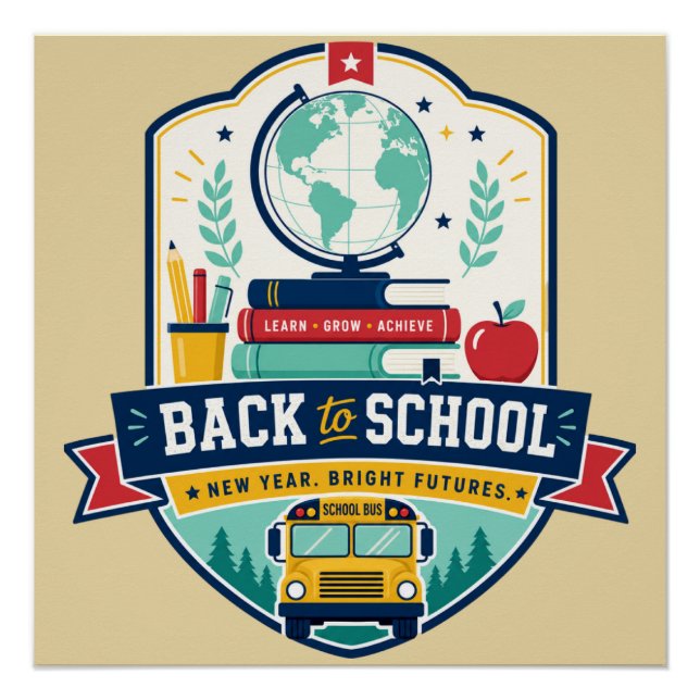 Poster Conception de badge Retour à l'école (Devant)