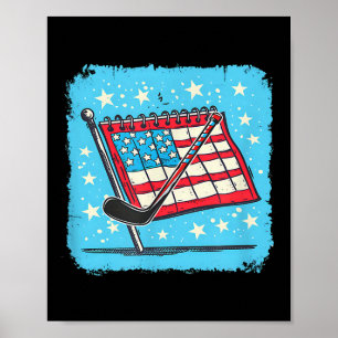 Poster Conception de bâton de hockey de calendrier 4 juil
