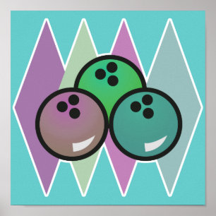 Poster conception de boules de bowling rétro