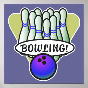Poster conception de bowling rétro