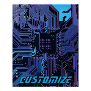 Poster Conception de carte de circuit imprimé Cyber Blue 