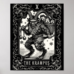 Poster Conception de carte de tarot de Krampus période de