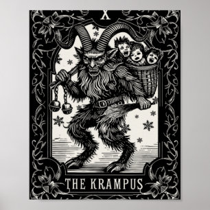 Poster Conception de carte de tarot de Krampus saison de