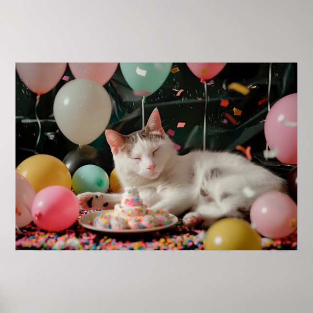 Poster Conception de célébration d'anniversaire de chat a (Devant)