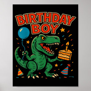 Poster Conception de célébration de dinosaure de garçon d