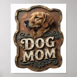 Poster Conception de chemise DOG MOM en or frappant