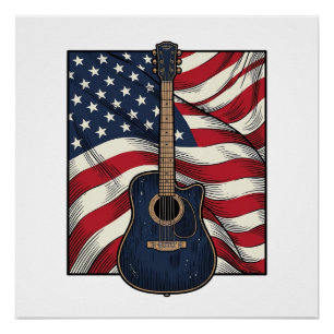 Poster Conception de chemise vectorielle drapeau patrioti