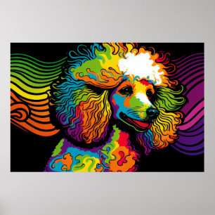Poster Conception de chien de caniche psychédélique