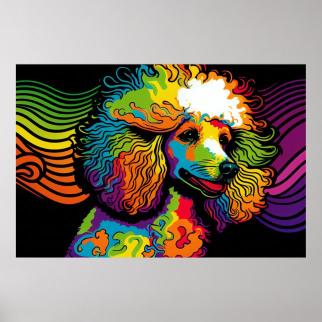 Poster Conception de chien de caniche psychédélique (Devant)