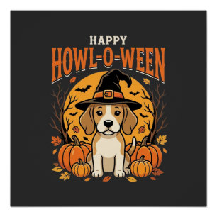 Poster Conception de chien de citrouille de Beagle Hallow