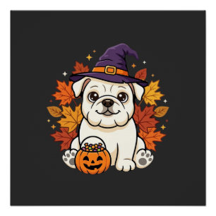 Poster Conception de chien de citrouille d'Halloween de B
