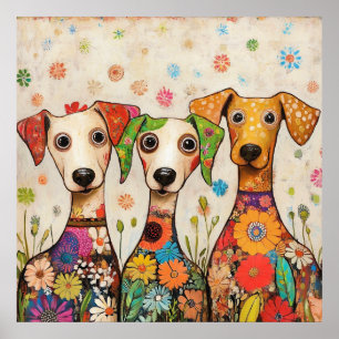 Poster Conception de chiots mignons et colorés