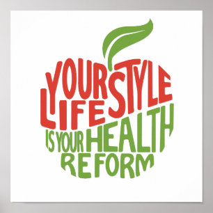 Poster Conception de citation de santé rouge et verte.