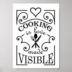 Poster Conception de citation 'La cuisine est l'amour ren