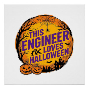 Poster Conception de citrouille vintage Halloween aime l'
