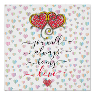 Poster Conception de cœurs entrelacés élégants pour la Sa