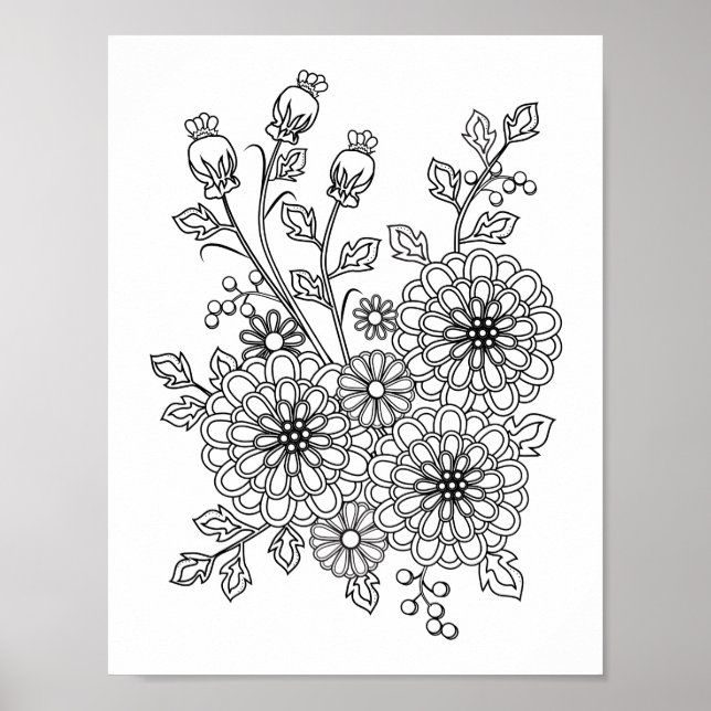 Poster Conception de coloration florale (Devant)