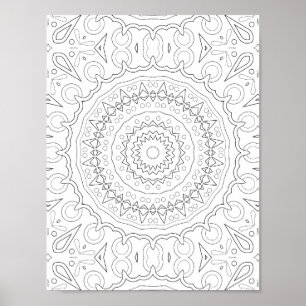 Poster Conception de coloriage de mandala floral géométri