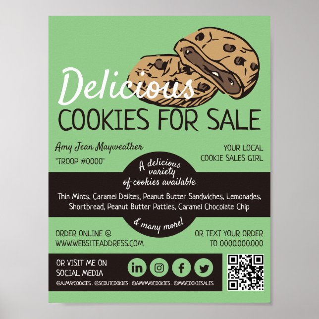 Poster Conception de cookies, ventes de cookies collecte  (Devant)