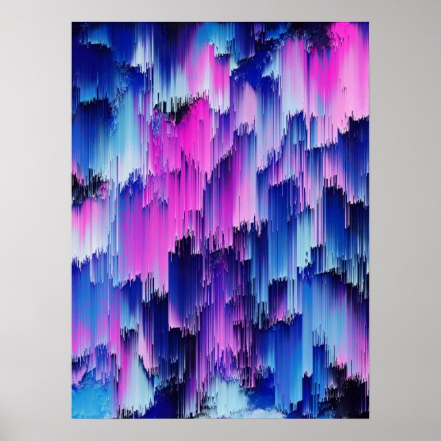 Poster Conception de coucher de soleil glitch abstrait (Devant)