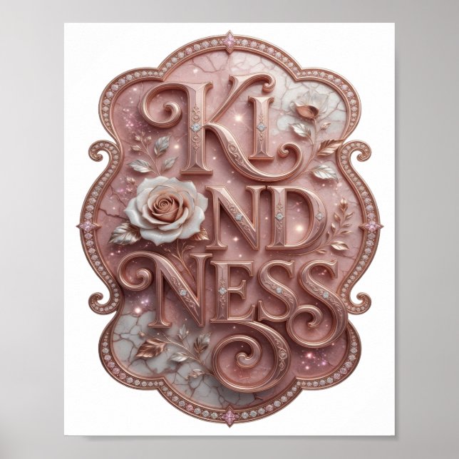 Poster Conception de déclaration de KINDNESS en or propre (Devant)