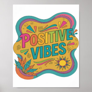 Poster Conception de déclaration d'icône Rose VIBES POSIT