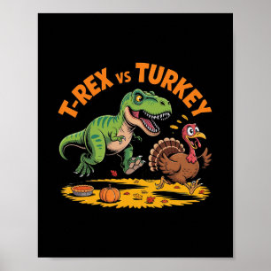 Poster Conception de dinosaure drôle de Thanksgiving T-re