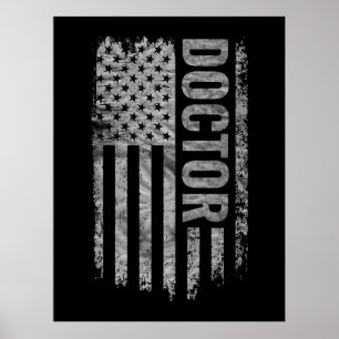 Poster Conception de drapeau USA en détresse pour docteur