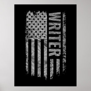 Poster Conception de drapeau USA en détresse pour écrivai