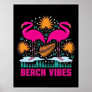 Poster Conception de flamants roses de vibes de plage