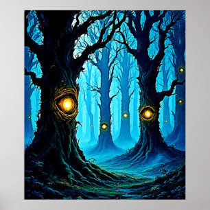 Poster Conception de forêt de fantaisie sombre de l'œil