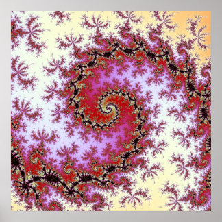 Poster Conception de fractale à double spirale rouge