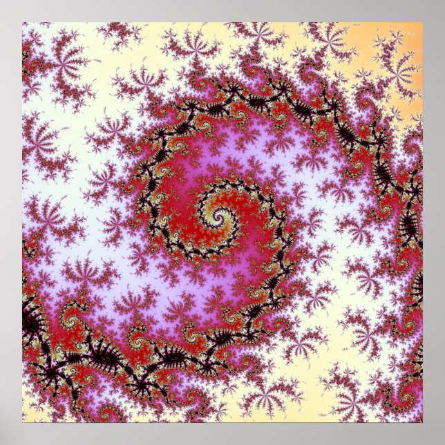 Poster Conception de fractale à double spirale rouge (Devant)