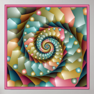 Poster Conception de fractale en spirale pastel