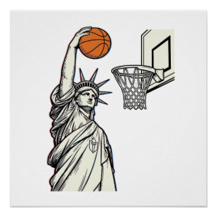 Poster Conception de gravure vintage de dunk de basketbal
