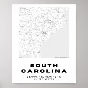 Poster Conception de la carte de la Caroline du Sud