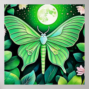 Poster Conception de la fleur de papillon lunaire