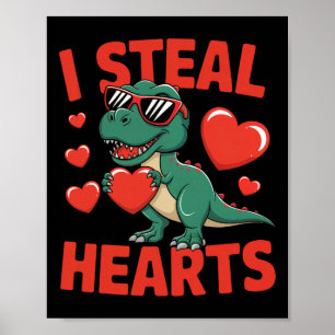 Poster Conception de la Saint-Valentin de dinosaure drôle