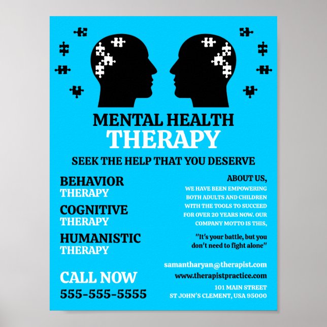 Poster Conception de la santé mentale, Psychothérapeute,  (Devant)