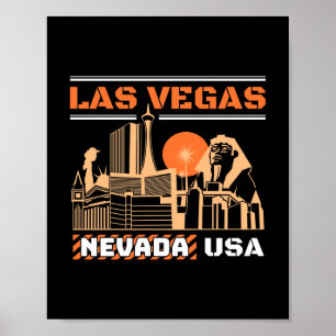 Poster Conception de la skyline urbaine rétro de Las Vega