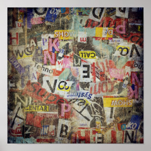 Poster Conception de lettres déchirée moderne de journal