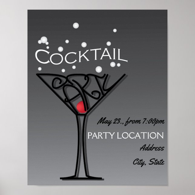 Poster Conception de l'invitation à la soirée Cocktail (Devant)