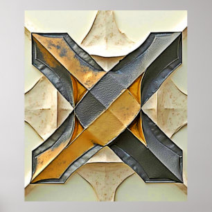Poster Conception de métal doré abstrait