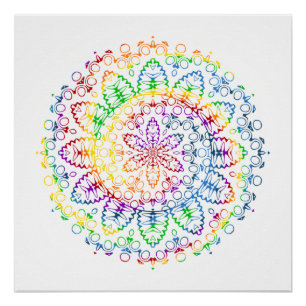 Poster Conception de motif de mandala arc-en-ciel
