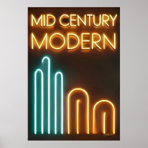 Poster Conception de néon d'art moderne du milieu du sièc